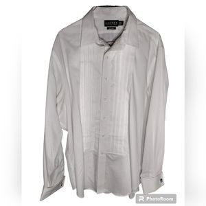 Ralph Lauren Men's dress pleated long sleeve shirt jewel cuff links size 15 1/2